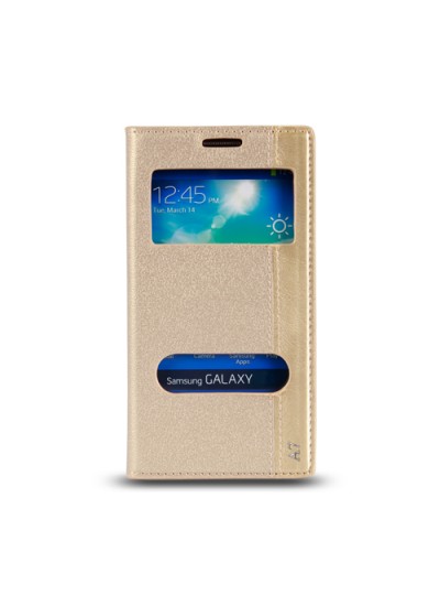 Samsung Galaxy A7 (A700) Gizli Mıknatıslı Pencereli Magnum Kılıf Gold