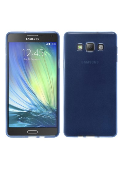 Samsung Galaxy A7 (A700) Kılıf Soft Silikon Şeffaf-Mavi Arka Kapak