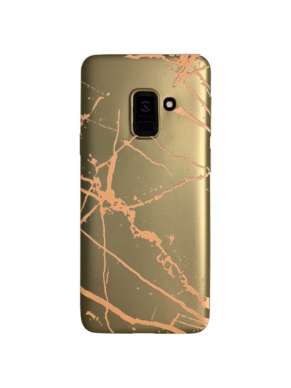 Samsung Galaxy A8 2018 (A530) Fırça Desen Silikon Arka Kapak Gold…