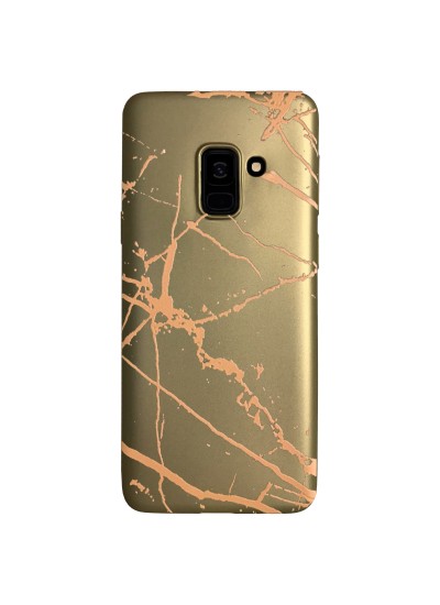 Samsung Galaxy A8 Plus (A730) Fırça Desen Silikon Arka Kapak Gold