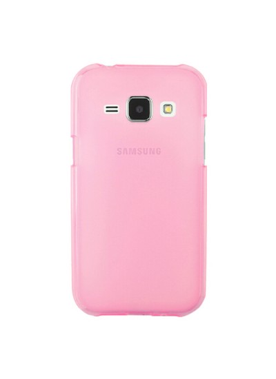 Samsung Galaxy J1 (J100) Kılıf Soft Silikon Şeffaf-Pembe Arka Kapak