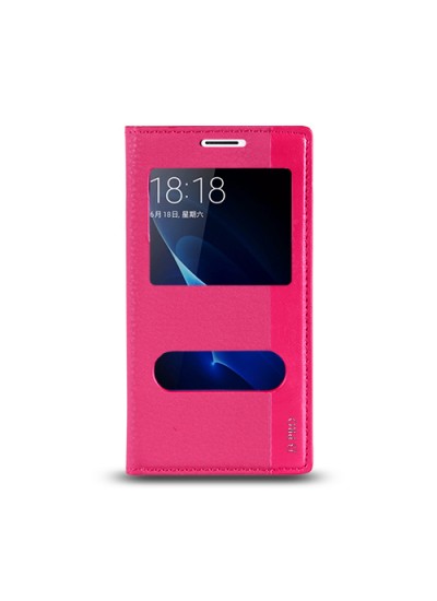 Samsung Galaxy J3 Pro (J330) Gizli Mıknatıslı Pencereli Magnum Kılıf Pembe