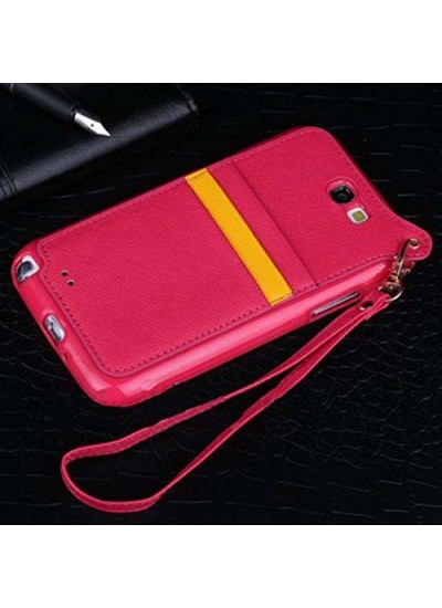 Samsung Galaxy Note 2 (N7100) Kılıf BADI Kartlıklı Arka Kapak Pembe