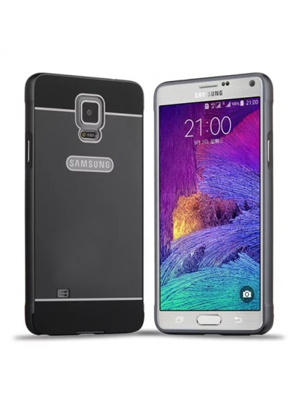 Samsung Galaxy Note 4 0,7 mm Metal Bumper Arka Koruma Kapaklı Siyah