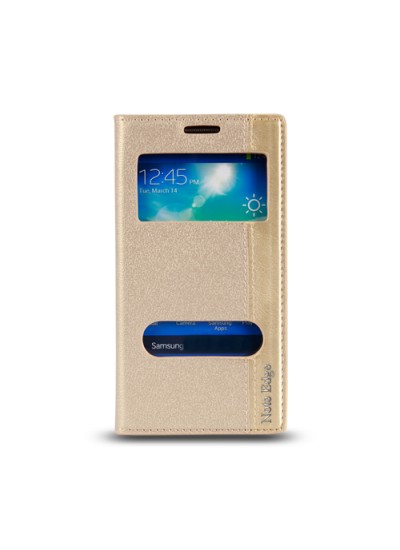 Samsung Galaxy Note EDGE (N915) Gizli Mıknatıslı Pencereli Magnum Kılıf Gold