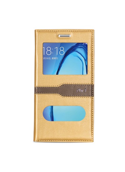Samsung Galaxy On5 (G5520) Gizli Mıknatıslı Pencereli Magnum Kılıf Gold
