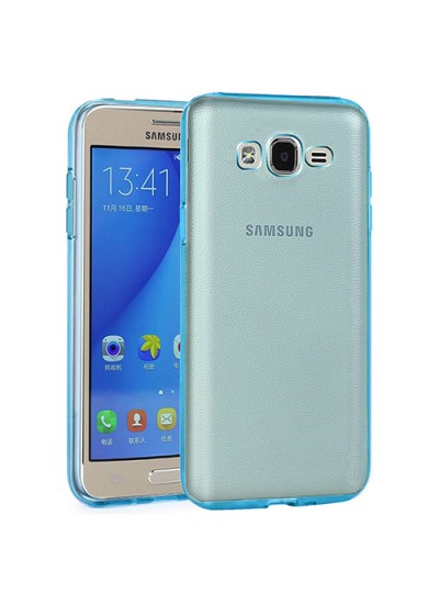 Samsung Galaxy On5 (G5520) Kılıf Soft Silikon Şeffaf-Mavi Arka Kapak