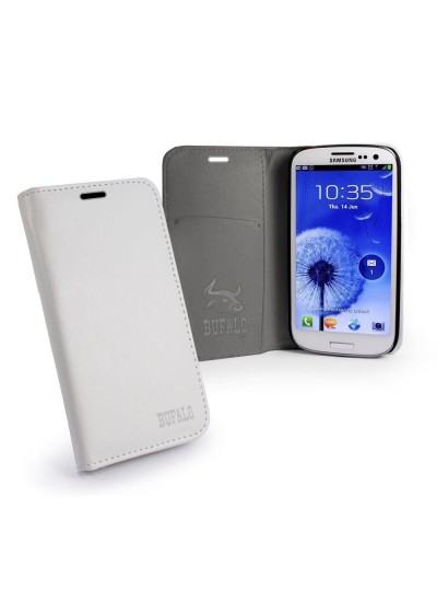 Samsung Galaxy S3 (I9300)BUFALO Gizli Mıknatıslı Cüzdanlı ve Kılıf Beyaz