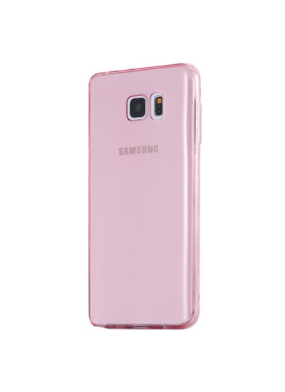 Samsung Galaxy S6 EDGE (G925) Kılıf Soft Silikon Şeffaf-Pembe Arka Kapak