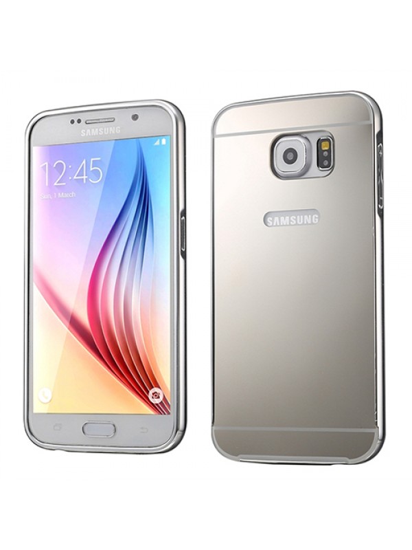 Samsung Galaxy S6 G920 0,7 mm Metal Bumper Arka Koruma Kapaklı Gri…