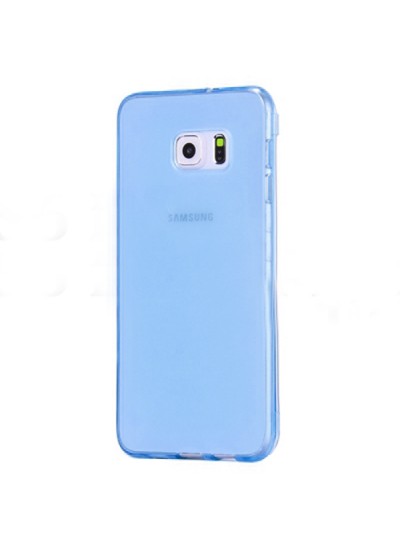 Samsung Galaxy S6 (G920) Kılıf Soft Silikon Şeffaf-Mavi Arka Kapak