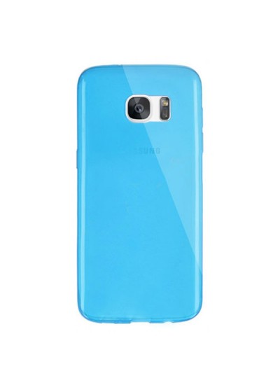Samsung Galaxy S7 EDGE Kılıf Soft Silikon Şeffaf-Mavi Arka Kapak