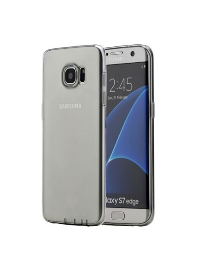 Samsung Galaxy S7 EDGE Kılıf Soft Silikon Şeffaf-Siyah Arka Kapak