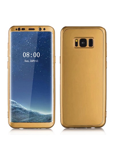 Samsung Galaxy S8 Plus 360 Derece Slim Premium Silikon Kılıf Gold