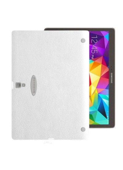 Samsung Galaxy Tab S T800 10.5" Kılıf Deri Dokulu Silikon Arka Kapak Beyaz