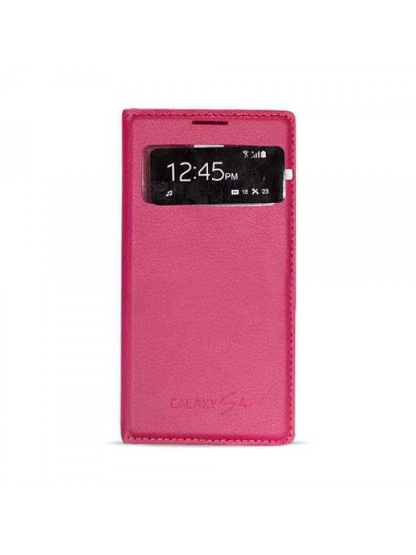 Samsung I9500 Galaxy S4 S View Dikişli Deri Pencereli Kılıf Kırmızı…