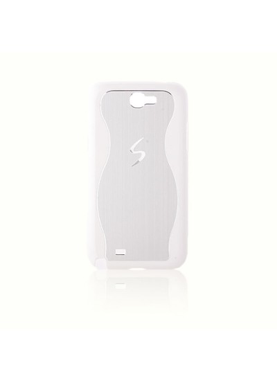 Samsung N7100 Note 2 Koruyucu Metal Arka Kapak S Logolu Beyaz