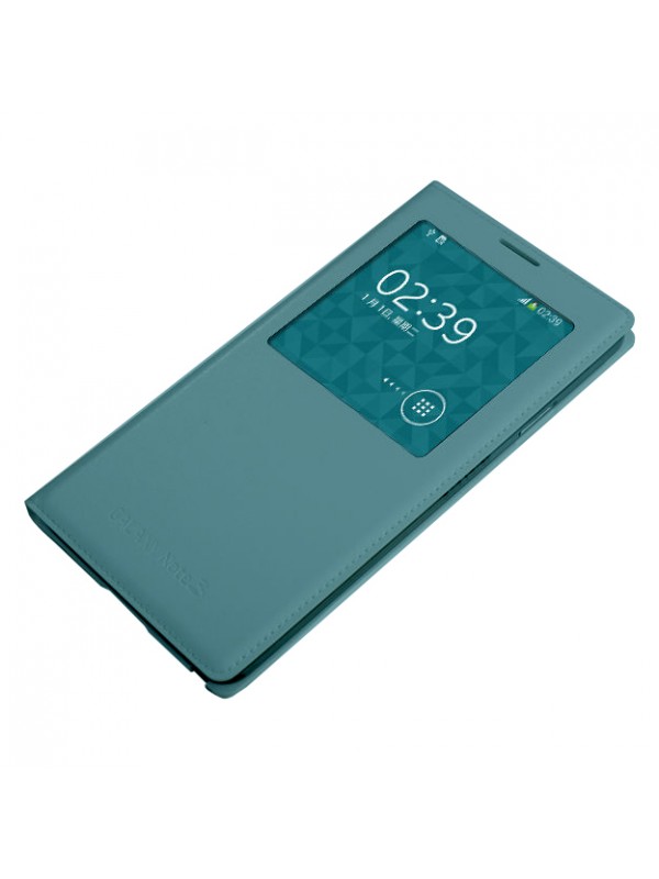 Samsung N9000 Note 3 S View Dikişli Deri Pencereli Kılıf İnci Mavi…