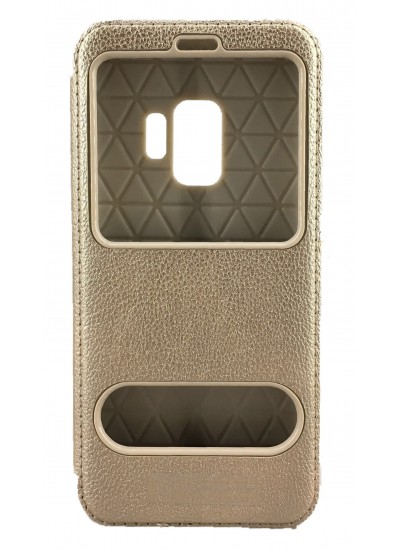 Samsung S9 (G960) Gizli Mıknatıslı Pencereli Magnum Kılıf Gold