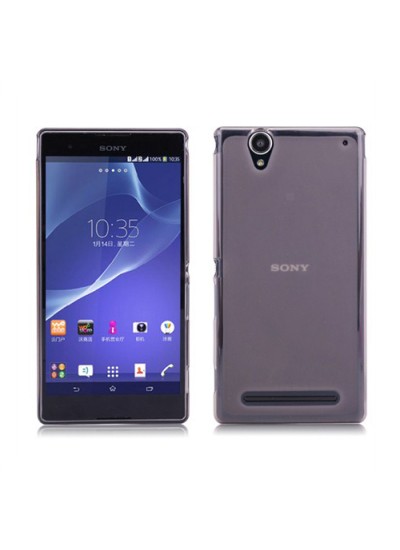 Sony Xperia T2 Ultra Kılıf Soft Silikon Şeffaf-Siyah Arka Kapak