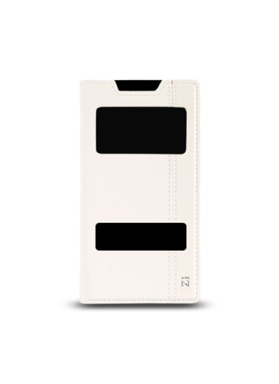 Sony Xperia Z1 Gizli Mıknatıslı Pencereli Magnum Kılıf Beyaz