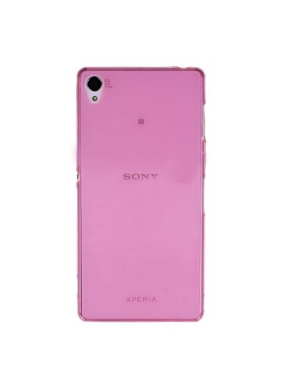 Sony Xperia Z3 Kılıf Soft Silikon Şeffaf-Pembe Arka Kapak