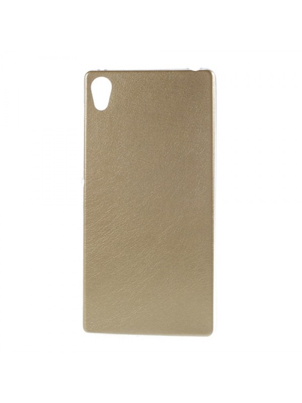 Sony Xperia Z4 Kılıf Deri Dokulu Arka Kapak Gold…