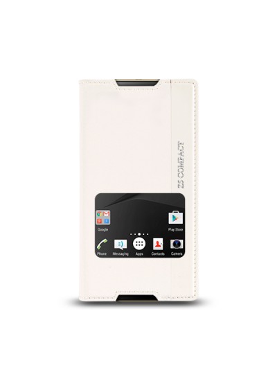 Sony Xperia Z5 Compact Gizli Mıknatıslı Pencereli Magnum Kılıf Beyaz
