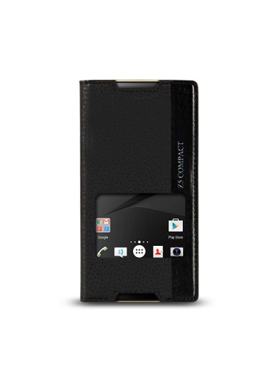 Sony Xperia Z5 Compact - Gizli Mıknatıslı Pencereli Magnum Kılıf Siyah