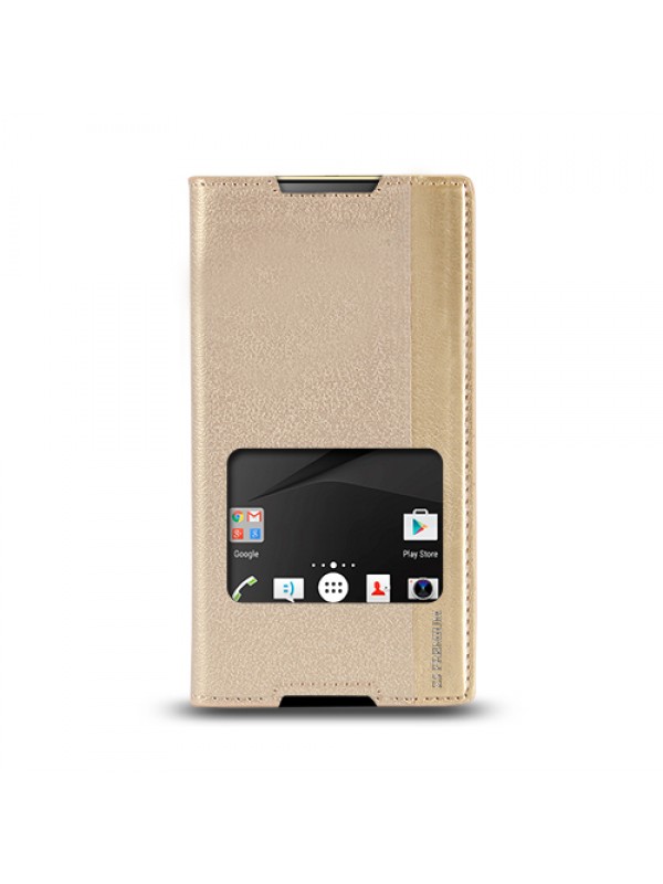 Sony Xperia Z5 Premium Gizli Mıknatıslı Pencereli Magnum Kılıf Gold…