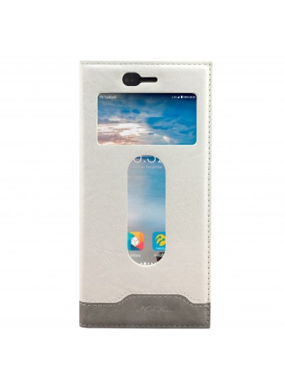 Turkcell T80 Gizli Mıknatıslı Pencereli Magnum Kılıf Beyaz