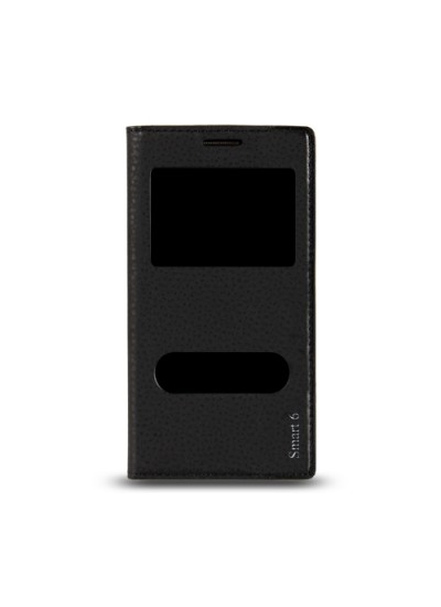Vodafone Smart 6 Prime Gizli Mıknatıslı Pencereli Magnum Kılıf Siyah