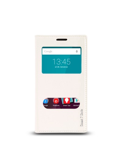 Vodafone Smart 7 Style Gizli Mıknatıslı Pencereli Magnum Kılıf Beyaz
