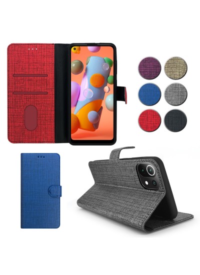 Xiaomi Mi 11 Lite Kılıf FitCase Fabric Kapaklı Cüzdanlı