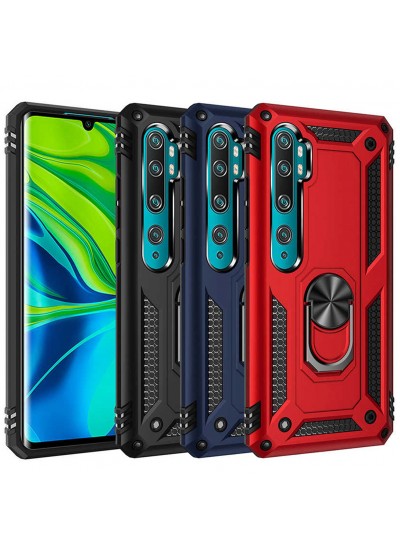 Xiaomi Mi Note 10 Kılıf Panzer Ring Tam Koruma Arka Kapak