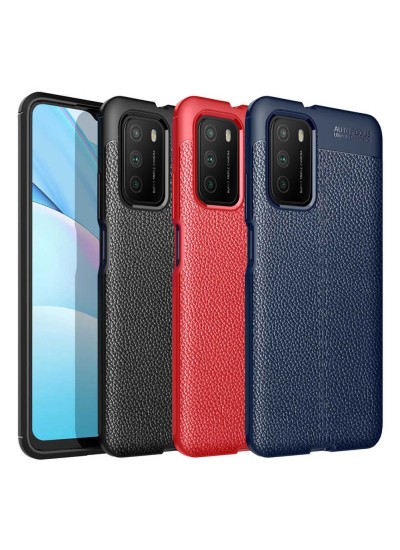 Xiaomi Poco M3 Kılıf Focus Deri Desen Silikon Arka Kapak