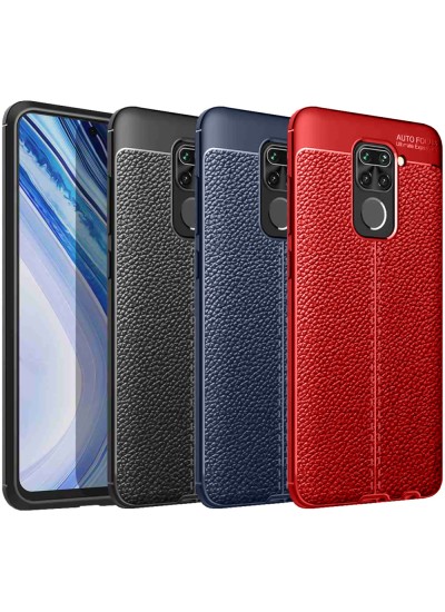 Xiaomi Redmi Note 9 Kılıf Focus Deri Desen Silikon Arka Kapak