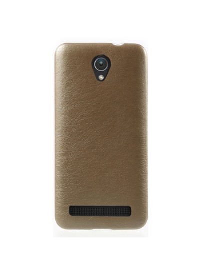Asus Zenfone 5 Lite Kılıf Deri Dokulu Arka Kapak Gold