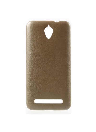 Asus Zenfone C Kılıf Deri Dokulu Arka Kapak Gold