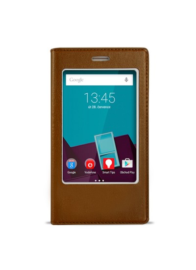 FitCase Dolce Vodafone Smart 7 Style Gizli Mıknatıslı Pencereli Kılıf Gold