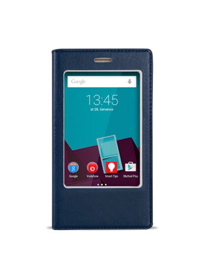 FitCase Dolce Vodafone Smart 7 Style Gizli Mıknatıslı Pencereli Kılıf Lacivert
