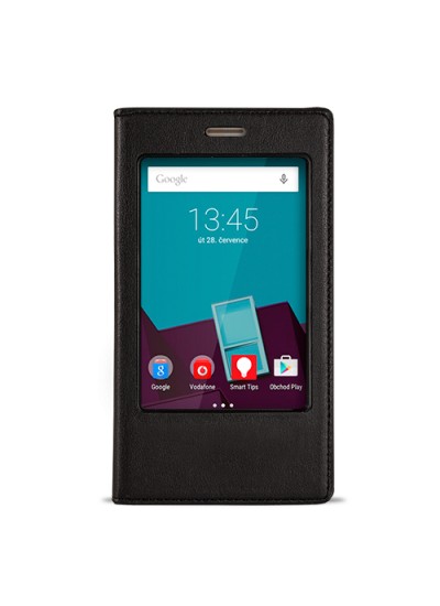 FitCase Dolce Vodafone Smart 7 Style Gizli Mıknatıslı Pencereli Kılıf Siyah