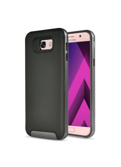 FitCase Galaxy A3 2017 (A320) 2in1 Carbon Desen Arka Kapak Siyah