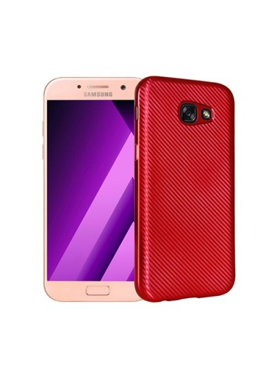 FitCase Galaxy A3 2017 (A320) Elektroliz Carbon Desen Arka Kapak Kırmızı