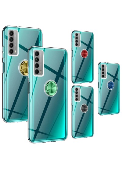 FitCase Huawei P Smart 2021 Kılıf Gross Ring Şeffaf Arka Kapak