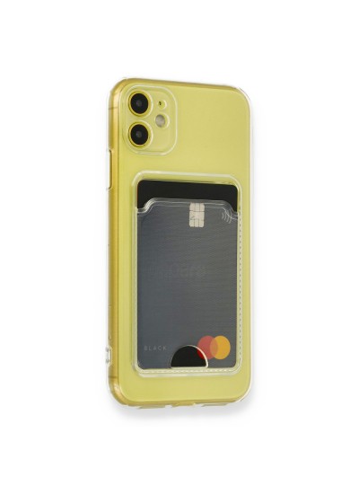 iPhone 11 Kılıf Cardy Şeffaf Kartlık Cepli Kapak