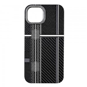 FitCase iPhone 13 / iPhone 14 Kılıf Magsafe Özellikli Titan Karbon Desen Kapak