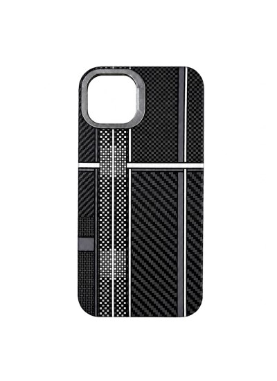 FitCase iPhone 13 / iPhone 14 Kılıf Magsafe Özellikli Titan Karbon Desen Kapak