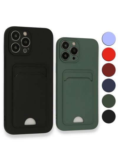 FitCase iPhone 13 Pro Max Cardy Soft Delikli Kartlık Cepli Silikon Kapak