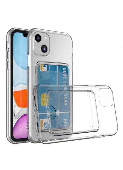 iPhone 14 Kılıf Cardy Şeffaf Kartlık Cepli Kapak